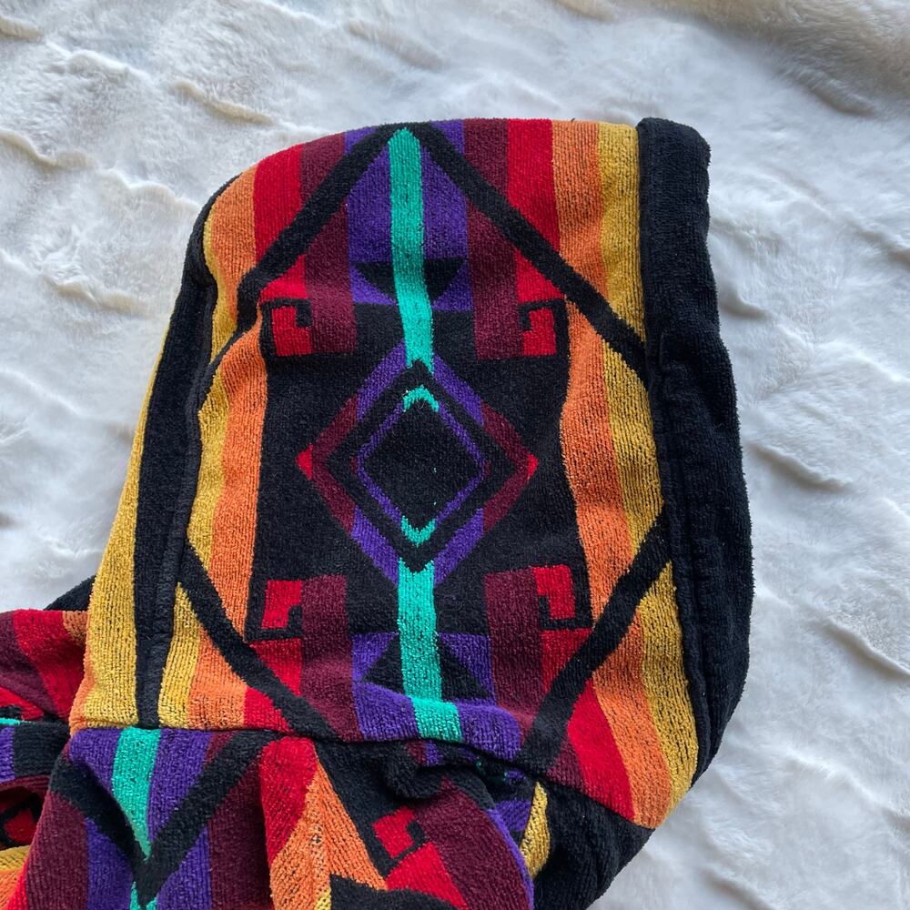🔥Vintage STAFFORD 100% Cotton Aztec Tribal Southeastern Bathrobe Mens One Size - Picture 10 of 16